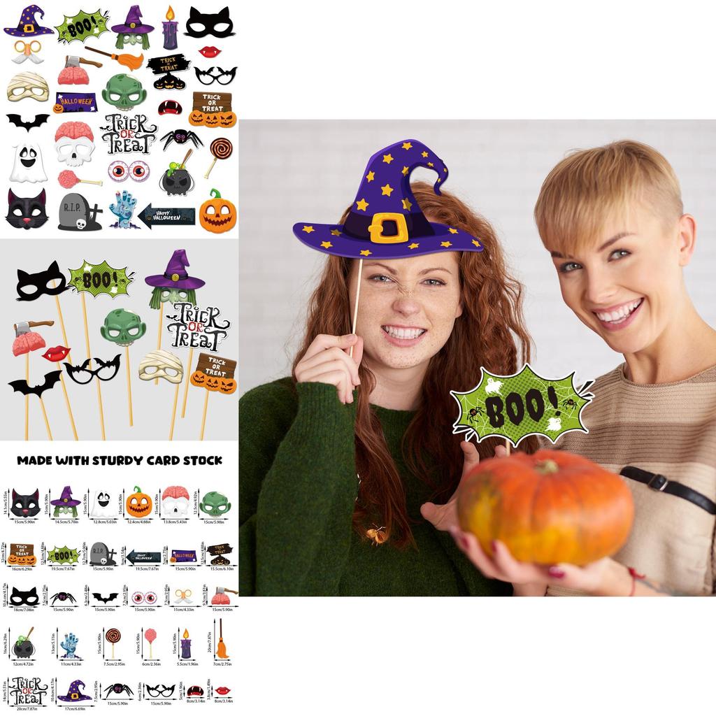 Halloween Themed Photo Props 30pcs Paper Party Supplies For Celebrations