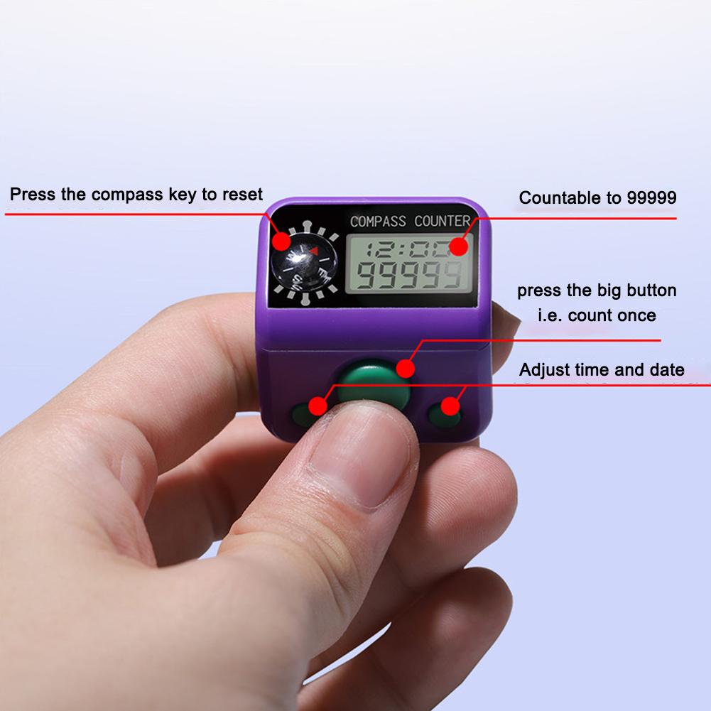 Electronic Finger Counter with Resettable 5 Digital LCD Electronic Digital Finger Hand Tally Counter Count For Sewing