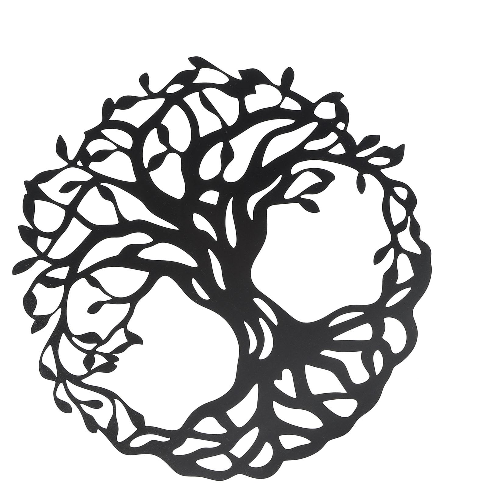 

Металлический настенный декор 30 см, узор дерева, настенный художественный декор, табличка для дома, улицы, черный