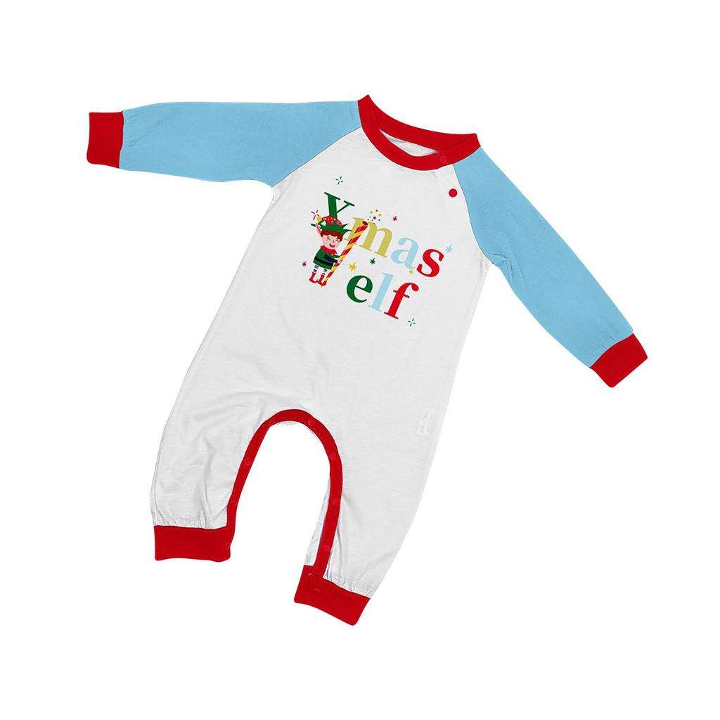 Christmas Parent-child Outfit Letter Print Long-sleeved Trousers Pajamas Set Striped Color Matching Home Clothes