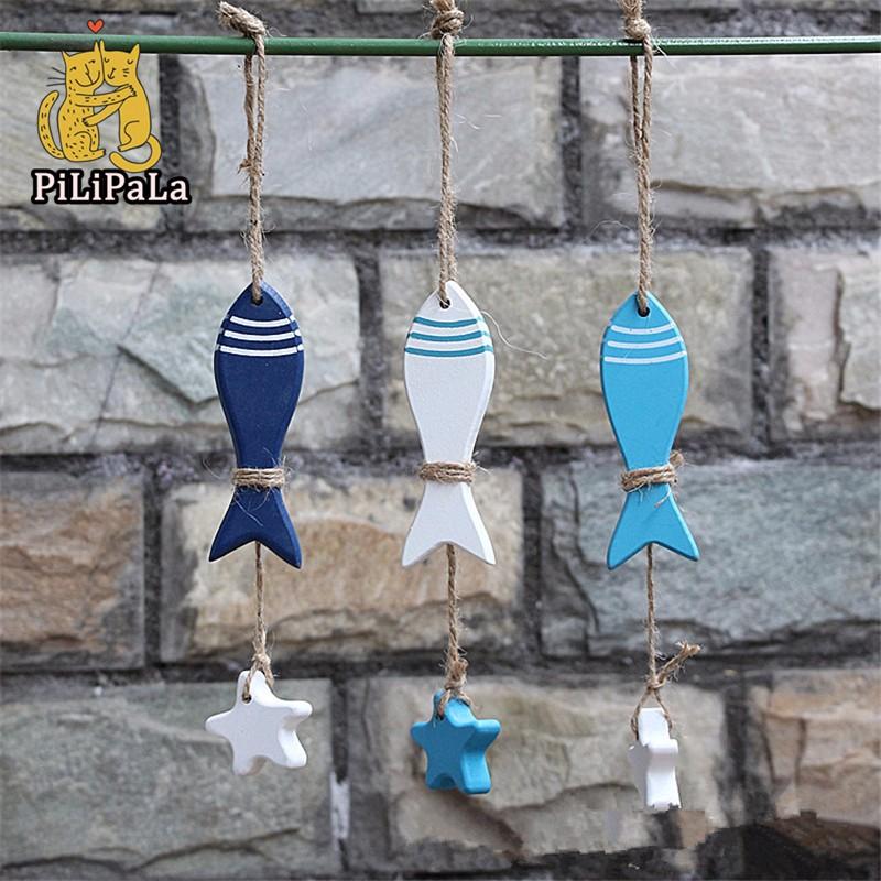 Mediterranean Style Wooden Fish Star Dolphin Hanging Nautical Decor Boat Ship Beach Wall Ornament Wood Craft