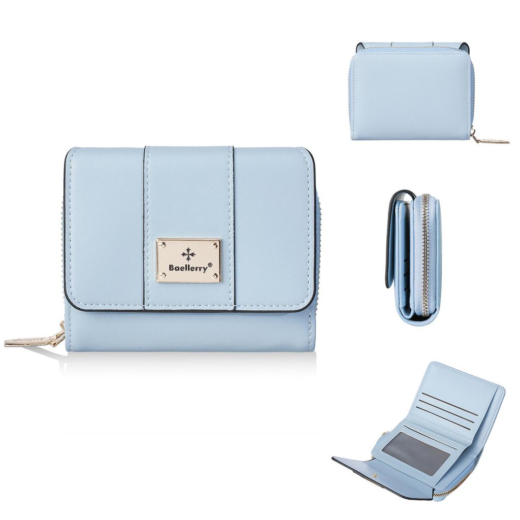 Baellerry Women's Short Tri-Fold Wallet with Multiple Card Slots and Coin Purse