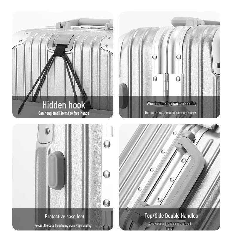 20-Inch Unisex Carry-On Suitcase with Aluminum-Magnesium Alloy, Combination Lock & Universal Wheels