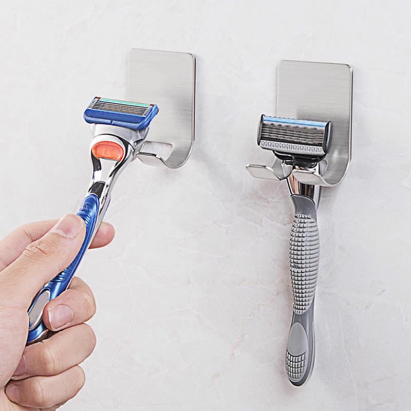 1Pc Multifunctional Stainless Steel Shaver Holder Washroom Wall Mounted Hook Bathroom Accessories
