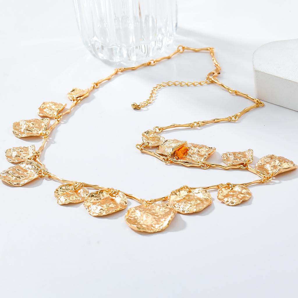 Women Vintage Multi Layer Pendant Stacked Geometric Circular Pendant Coin Necklace