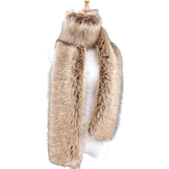 Women Long Scarf Solid Color Thickened Scarf Imitation Fox Fur Versatile Soft Scarf Winter Outdoor Wear