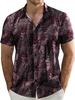 Men's Short Sleeve Shirt, Sunflower Print Loose Fit Shirt, Lightweight Collared Button-Up Casual Top