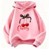 Children's Bowknot Cherry Print Casual and Comfortable Hooded Sweater Sweet and Childlike Long-sleeved Pullover