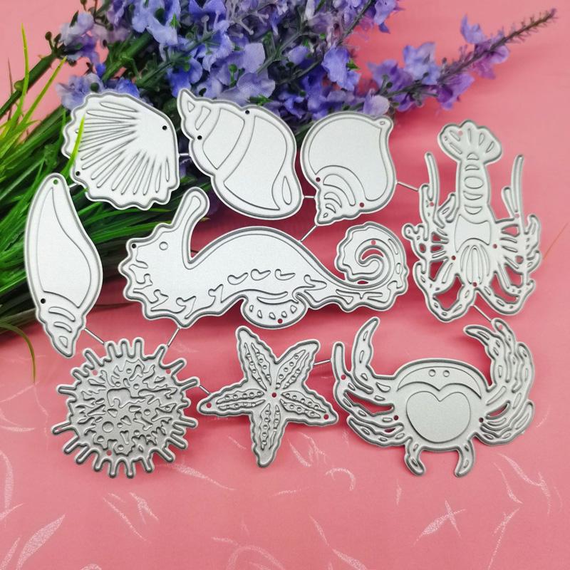 Nine Sea Creatures Metal Cutting Dies for Scrapbooking Embossing Stencils Card Making Craft Decor