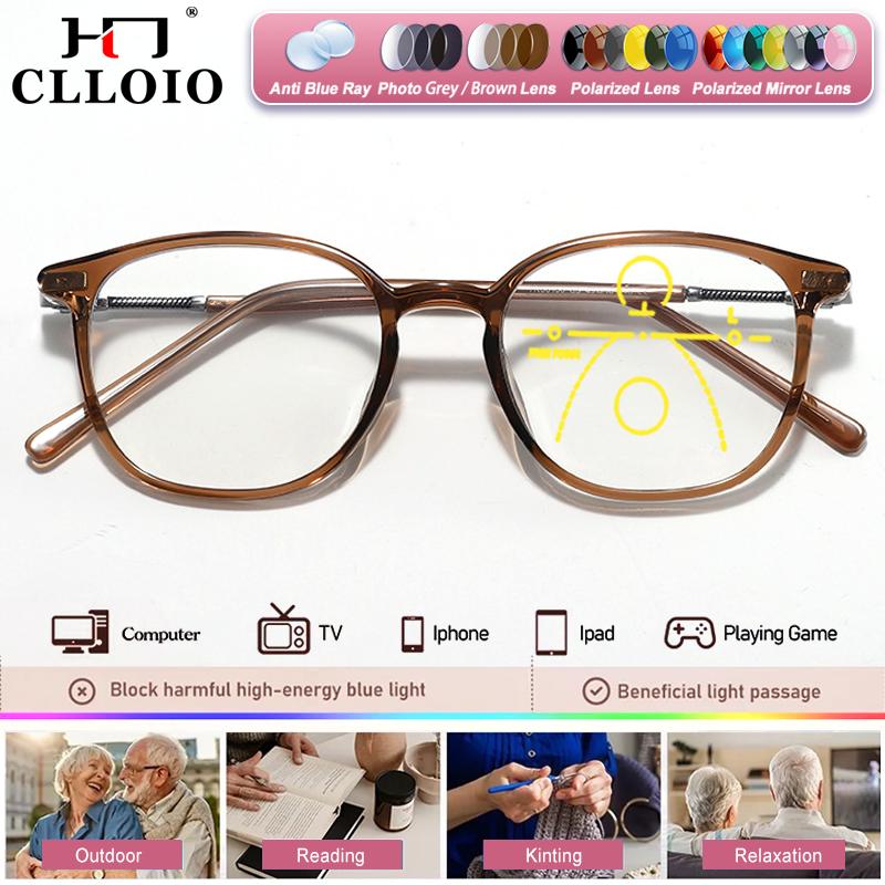 CLLOIO Trendy Simple Square Frame Men Women Myopia Prescription Glasses High Quality Anti Blue Light Progressive Optical Eyeware