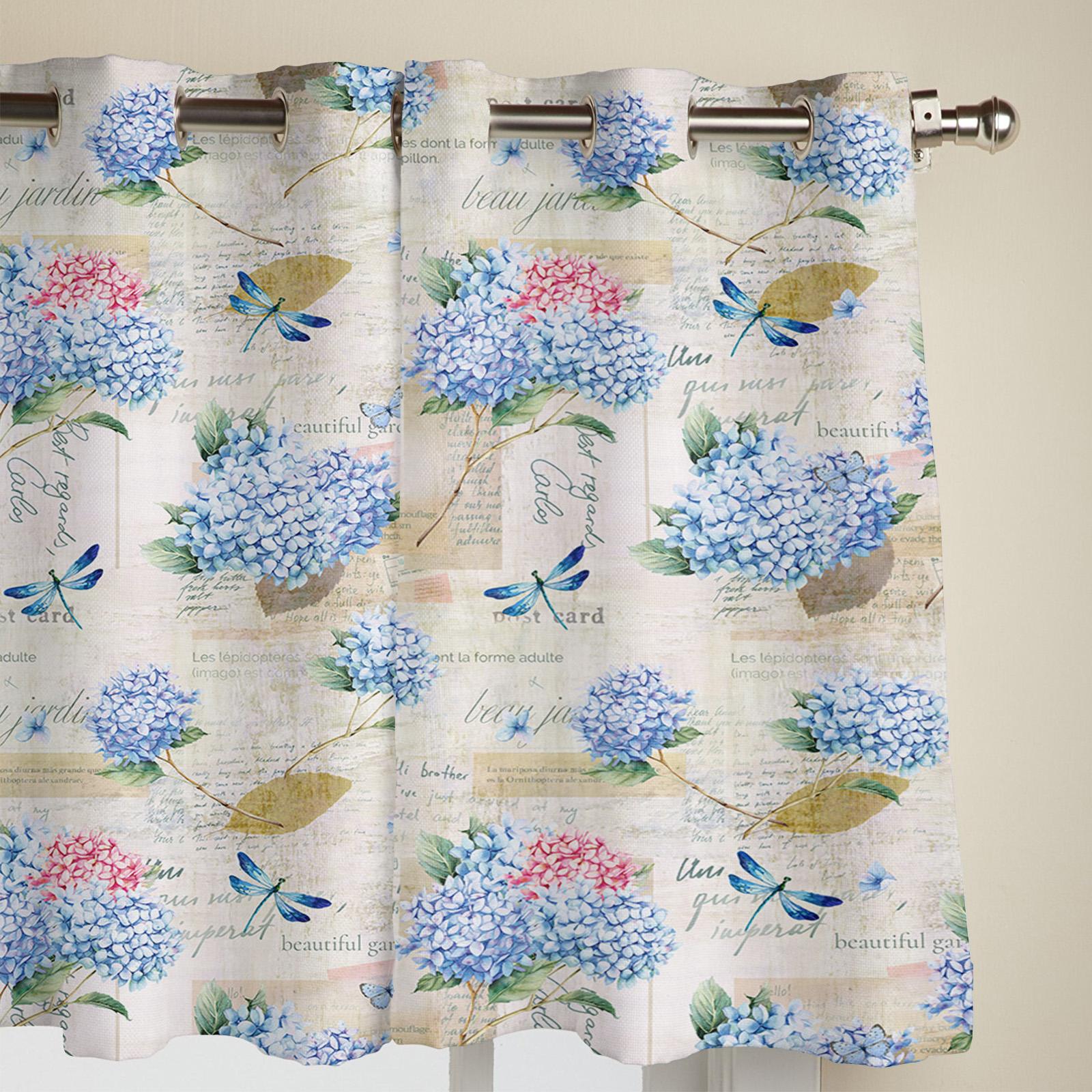 Весенние цветы гортензии Стрекоза винтажные современные оконные шторы для гостиной — фото 7