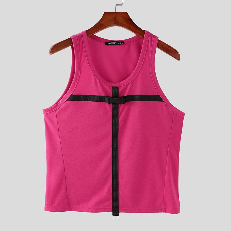 INCERUN Summer Men Strap Sleeveless T-shirts Racerback Tank Tops