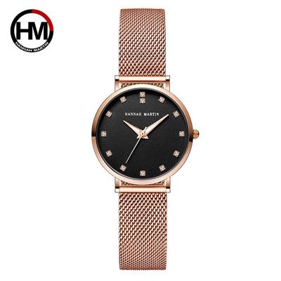 Damenuhren, japanisches Uhrwerk, Top-Luxusmarke, Strass-Mesh-Armbanduhren, wasserdicht
