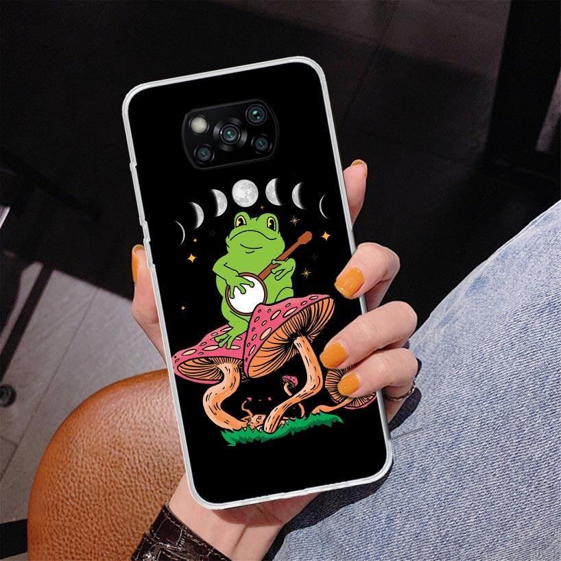 Cottagecore Frog Mushroom Kawaii Phone Case For Xiaomi Poco X7 X6 X5 Pro F7 Ultra Redmi 15C 15 13C 13 12C 12 10 10A 10C 9 9A 9C