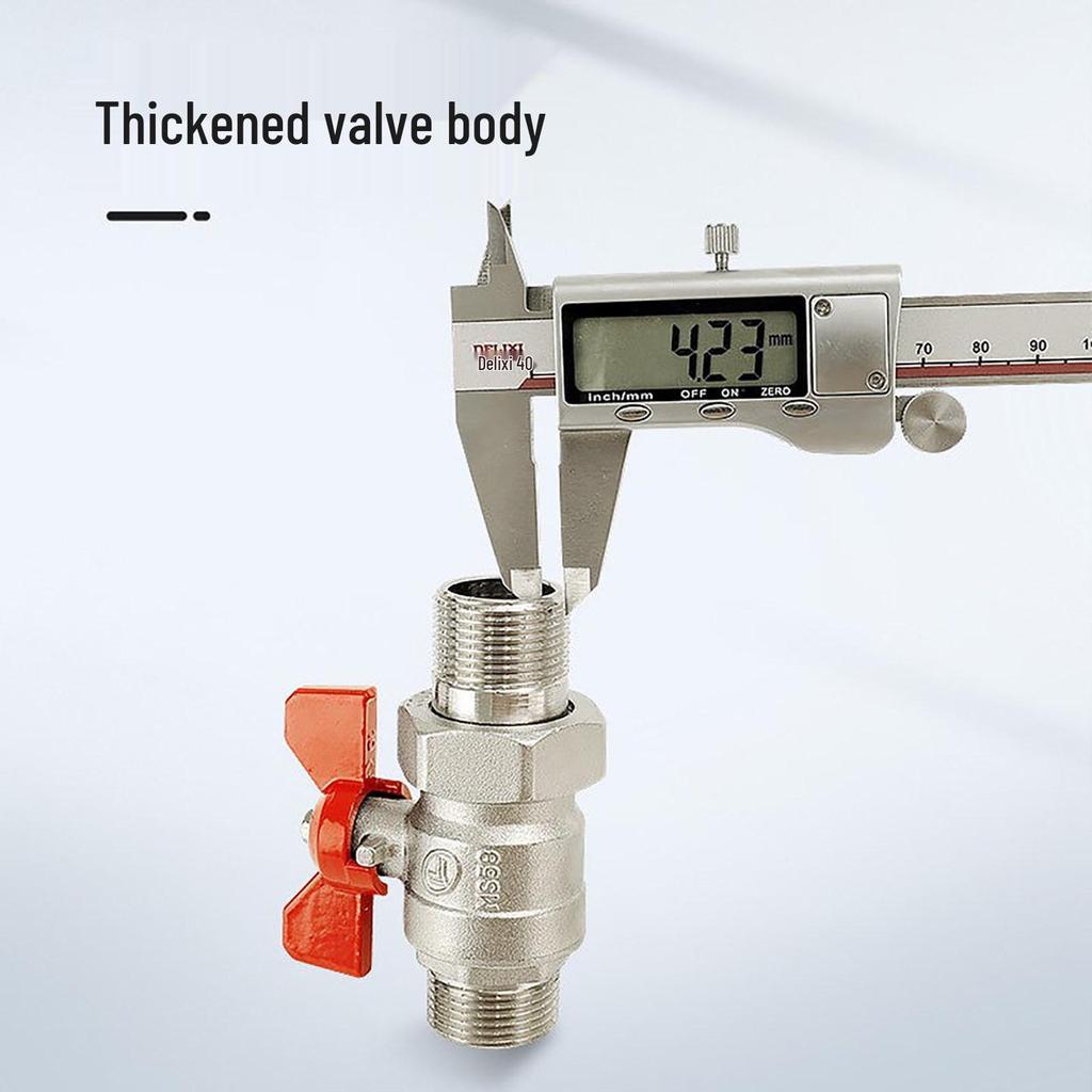 Copper Union Ball Valve, DN25, Male Threads, High-Flow Water Heater/Floor Heating Pipeline Valve Switch