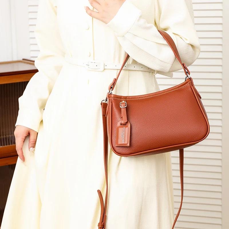 100% cowhide High Quality Leather Purse Fashi Women Shoulder Messenger Bags Trend Designer Brand Bag Luxury Ladies Handbag Sac
