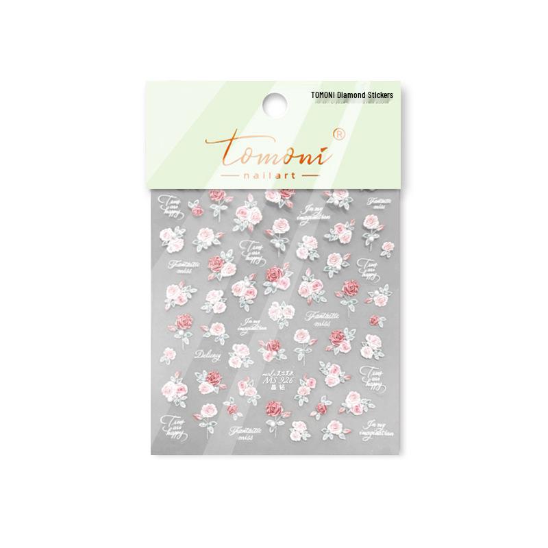 Tomoni Crystal Diamond Rose Flower Nail Stickers - Mo Shi Collaboration (Style MS922)