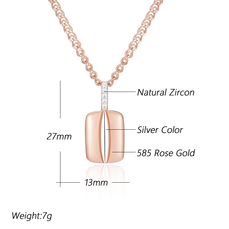 Shiny Natural Zircon Square Pendant Necklace For Women Luxury  Rose Gold  Color Mix Design Daily Fine Jewelry