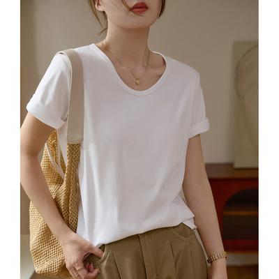 Large Round Neck T-shirt Women's Summer New Short-sleeved Loose Straight All-match Bottoming Top