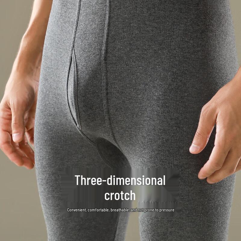 LANGSHA Men's Pure Cotton Thermal Underpants with Wool Knee Protection