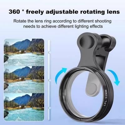 Univerzálny CPL polarizačný filter na telefón Profesionálny nástavec na objektív fotoaparátu pre Android Antireflexný & Zlepšenie farieb 360 stupňov otočný Mobilný telefón