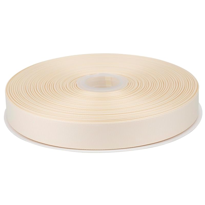 

[Tekdeere]Width 25mm solid ivory grosgrain ribbon, perfect for gift wrapping, sewing, hair accessories, wedding decorations - 91m/roll