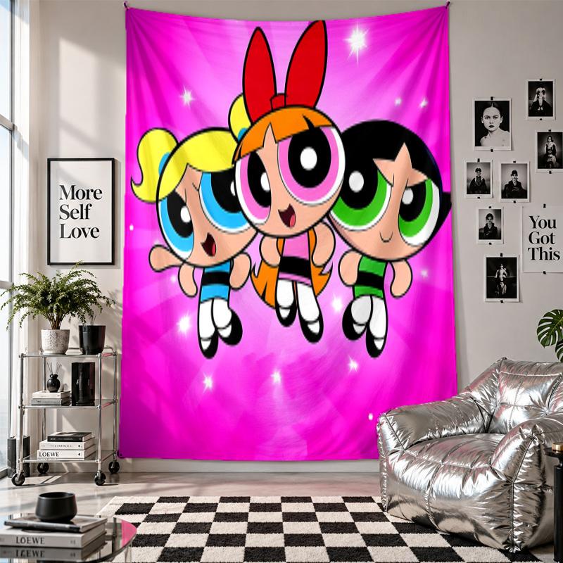 Wall TapestryThe Powerpuff Girls Art Hanging Cloth Decorative Background Cover for Room Decoration