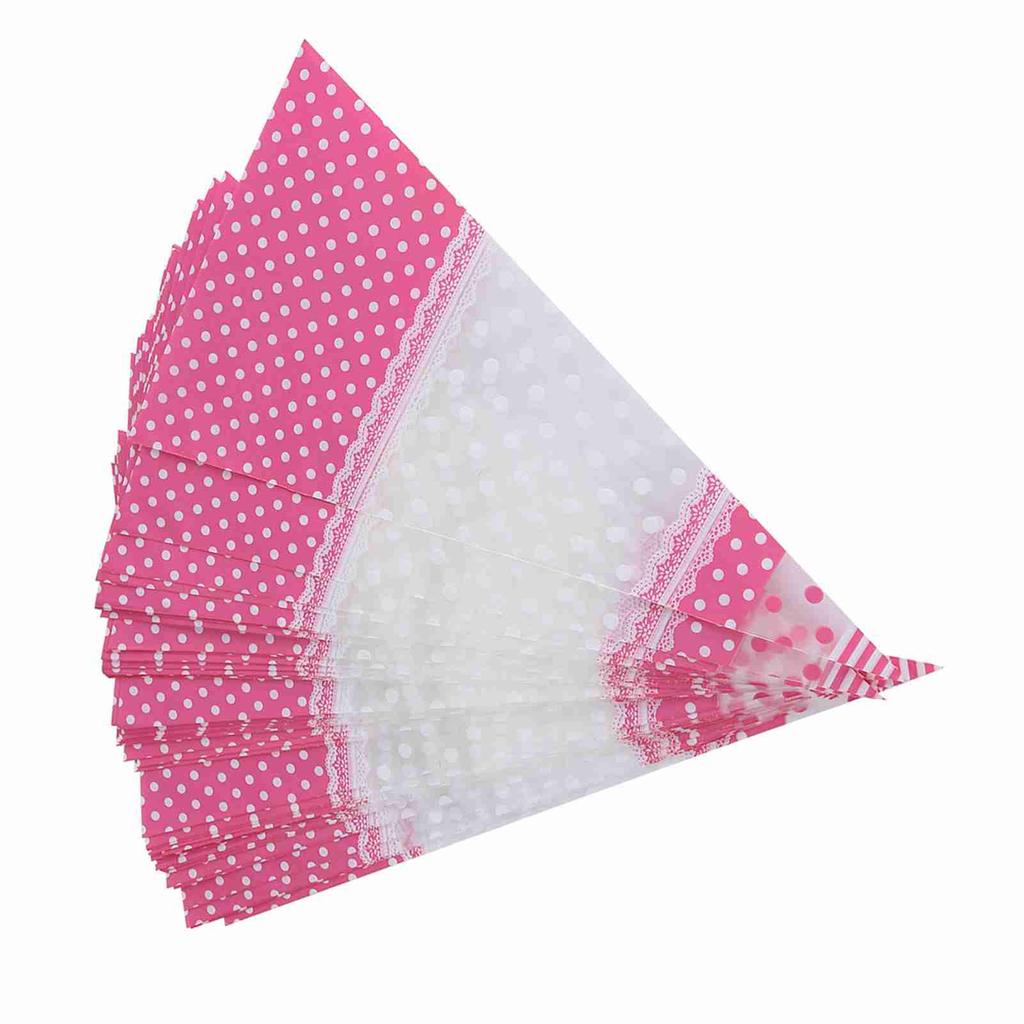 50 Piece Clear Cone Shaped Treat Popcorn Bags Treat Bags Cellophane Candy Bags with Twist Ties
