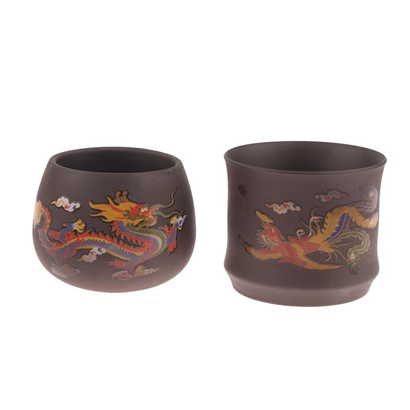 Drache Phönix Teetasse Chinesischer Stil Farbwechsel Lila Ton Teetasse Verbrühschutz Teebereiter Teeschale Trinkgeschirr Teeset