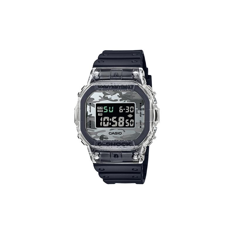 

Casio G-SQUAD series transparent camouflage style retro classic small square waterproof sports watch quartz movement resin strap DW-5600SKC-1PR сірий колір