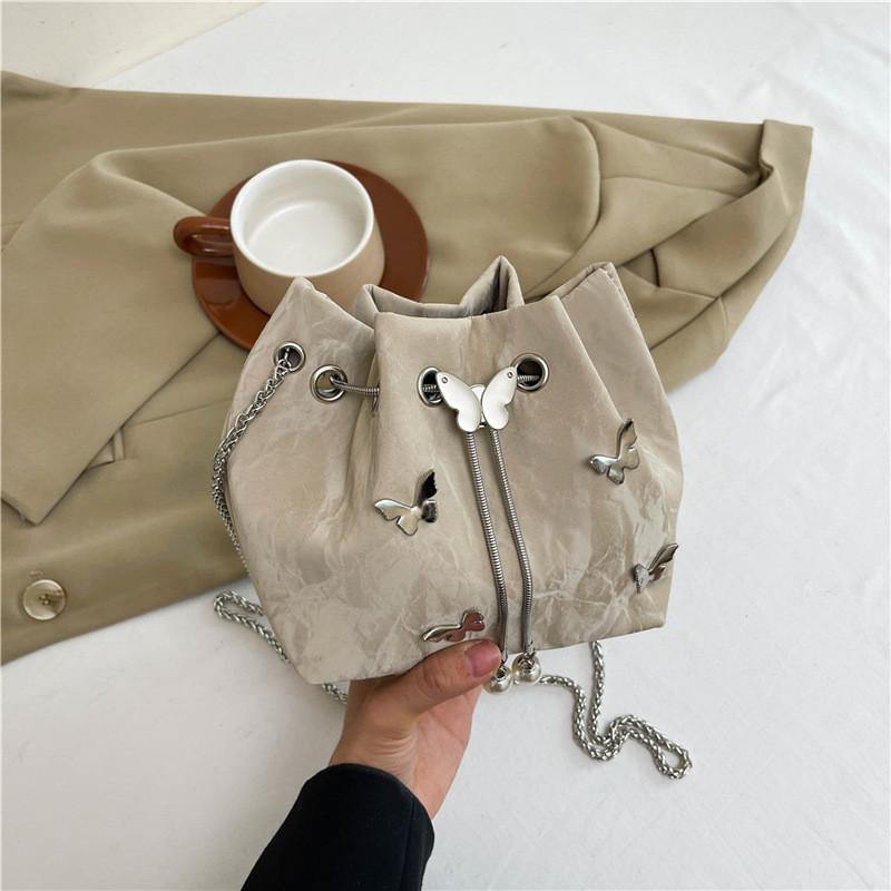 Stylish Black White Pink And Silver Trendy Crossbody Bucket Bag For Women
