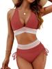 European And American New Bikini Suit Conservative V-Neck Split Sexy Triangular High-Waisted Swimsuit Women