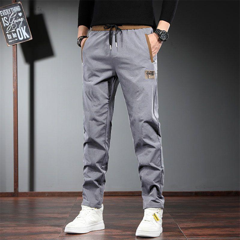 Men's Korean-Style Ice Silk Casual Pants: Summer Straight Fit, Trendy, All-Match Sports Trousers in Large Sizes