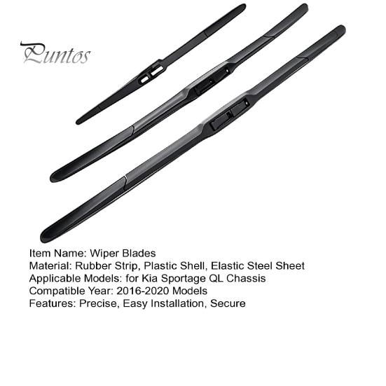 UV Resistant Wiper Blades 3 Pcs 26" 16" 11" Windshield Replacement for Kia Sportage Easy Installation 2016 2017 2018 2019 2020, All Weather Front Rear