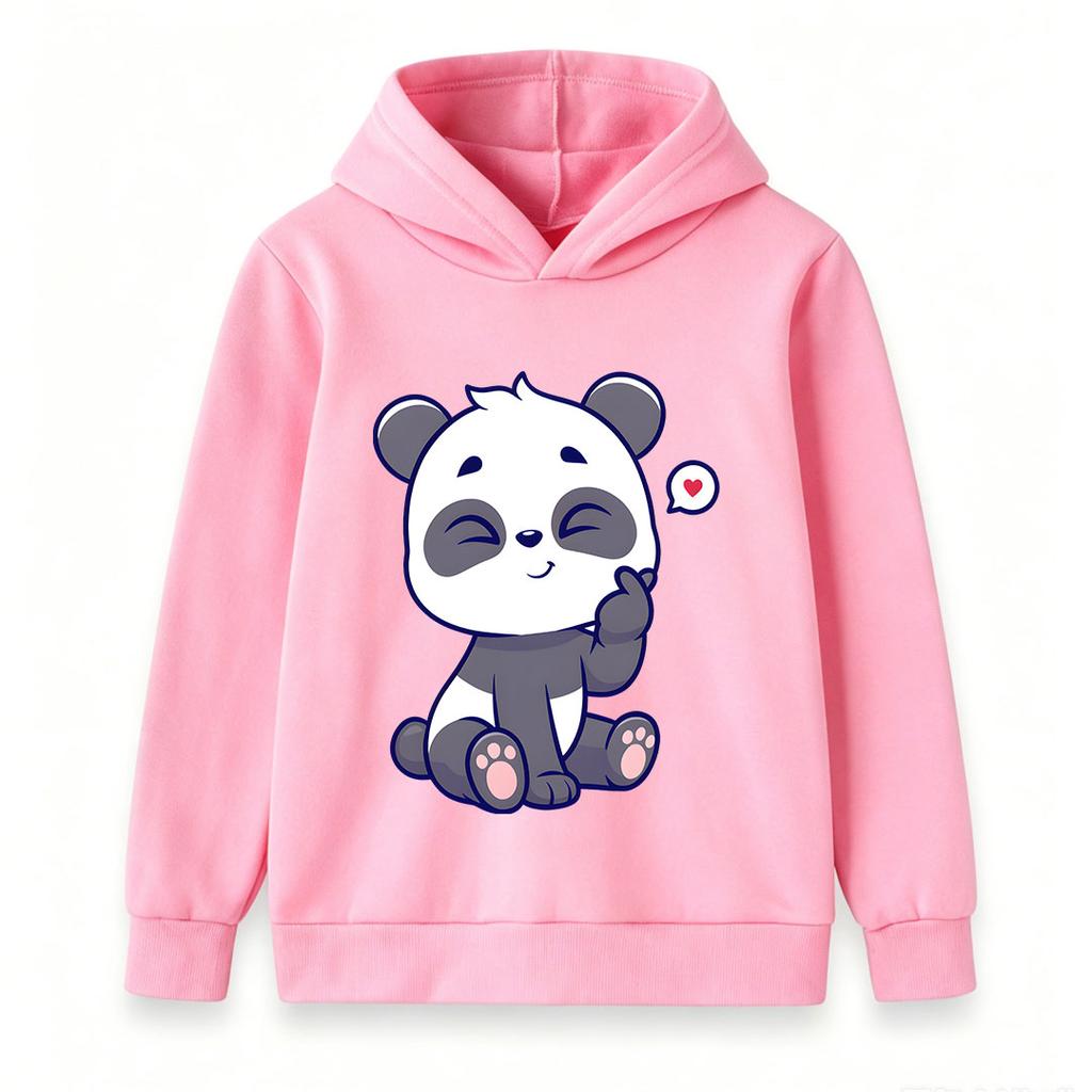 Kids Boys Girls Cute Panda Print Pullover Hoodie, Casual Soft Cozy Long Sleeve Sweatshirt with Smiling Lovely Panda Pattern for Toddler Child Daily