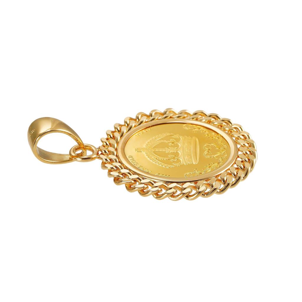 K24 Pure Gold Coin Pendant Top Crown Cut Kihei Frame K18 Engraved [SPERANZA] 1/25oz 2-sided
