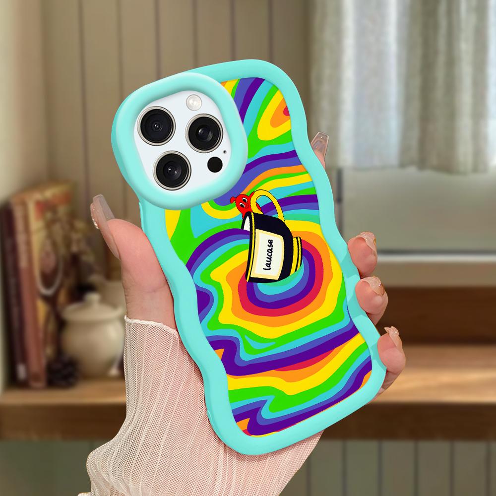 Big Wave Edge Soft silikonový materiál Macaron Pouzdro na telefon Nárazuvzdorné ochranné gumové pouzdro pro iPhone Samsung Huawei Honor Xiaomi Redmi OnePlus Moto