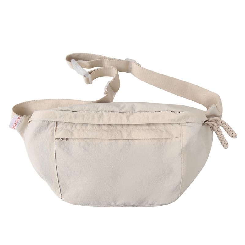 Commuter Shoulder Bag Solid Color Crossbody Bag Student Lightweight Sports Nylon Chest Bag