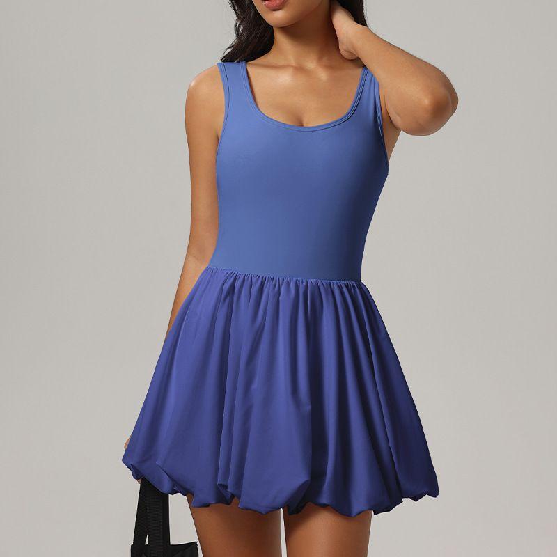Cross-Border Nude Feel Bare Back Beauty Back Exercise Dress Women's Quick-Drying Fashion Tape Yoga Skirt Outdoor Fitness Tennis Skirt