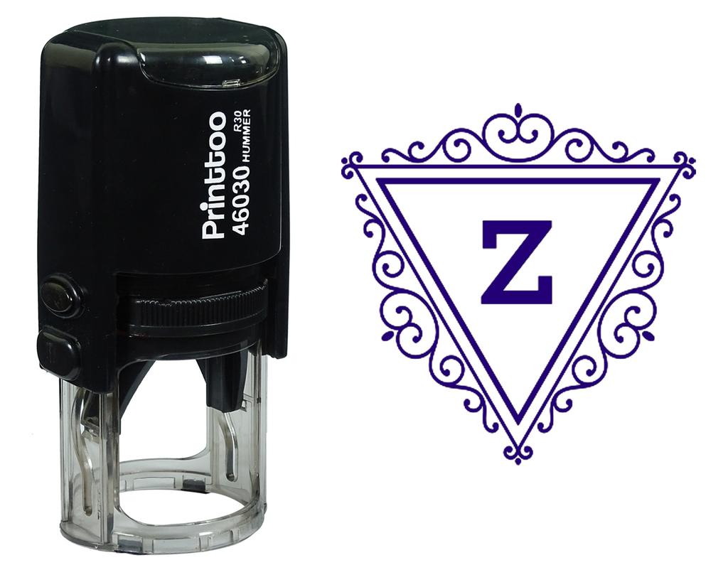Printtoo Z Alphabet Swirl Border Triangle Monogram Initial Self Inking Rubber Stamp Office