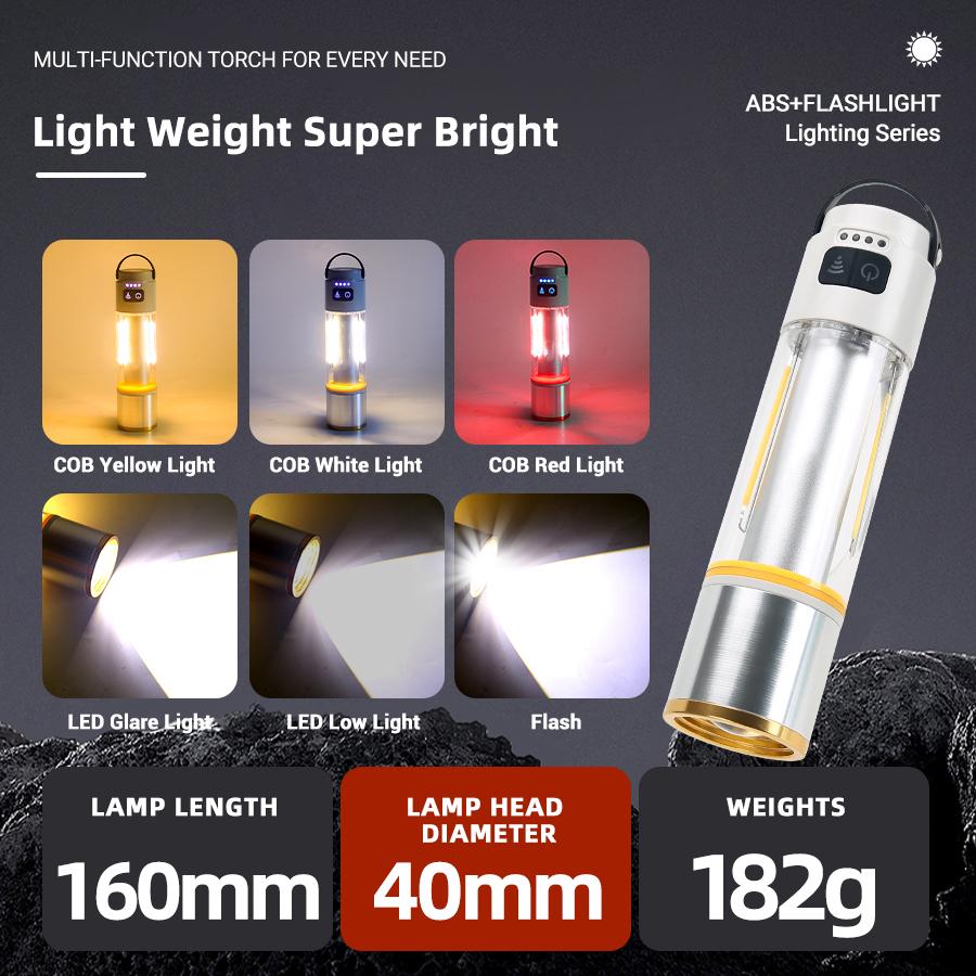 Multifunction LED Flashlight XPE Super Bright Torch Lamp with Hook Outdoor Waterproof Camping Lantern USB Rechargeable