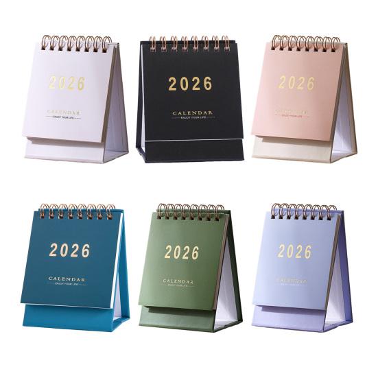 2026 Desktop Calendar Minimalist Calendar with 18-Month Planner Metal Coil & Memo Pad English Handmade Desktop Decoration for Office Home School Use