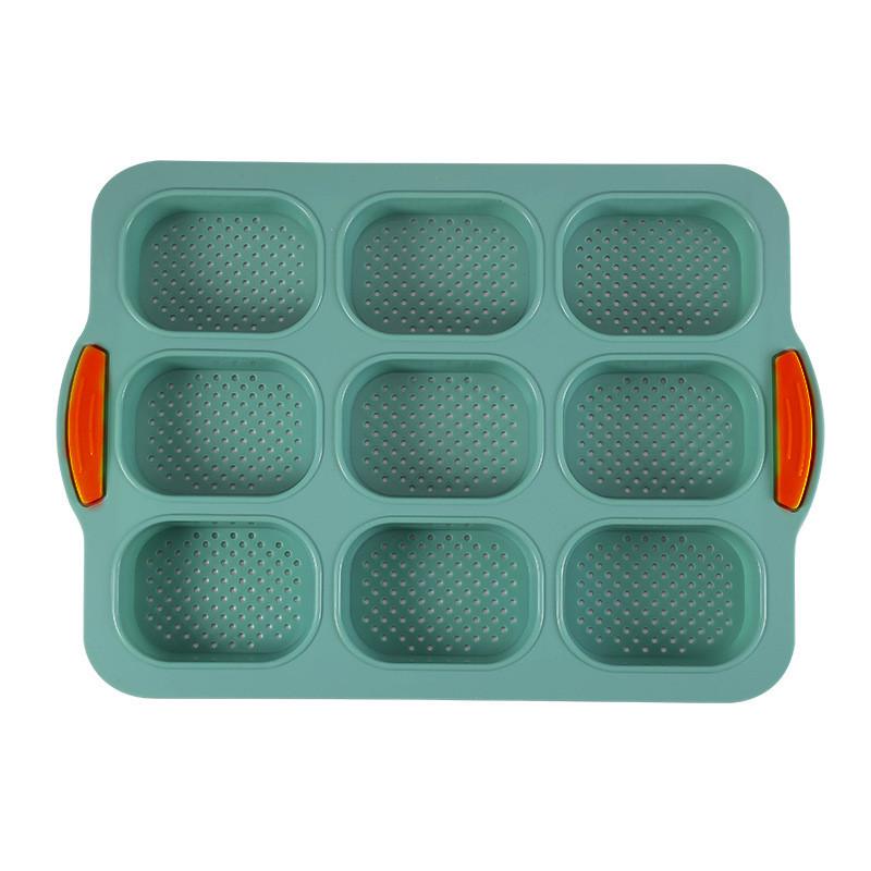 9-Cavity Non-Stick Silicone Oval Baguette Cake Mold for DIY Bread and Baking