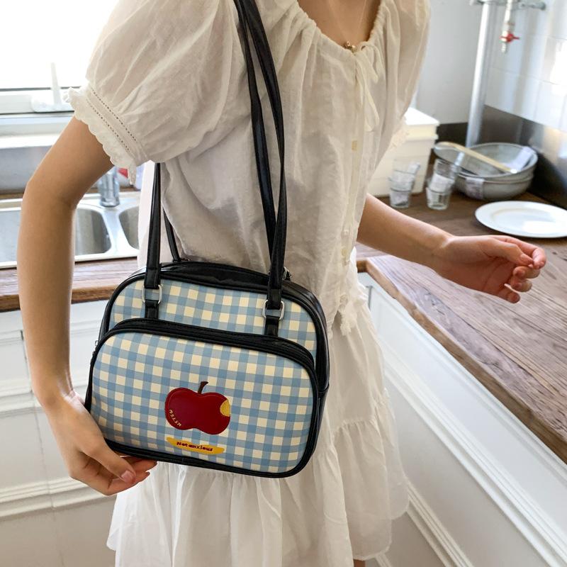 Korean Version of Girl Plaid Underarm Bag Women's 2025 New Large-capacity Tote Bag Multi-functional Backpack