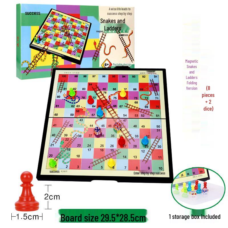 Magnetic Folding Snake and Ladder Board - Large Size Educational Parent-Child Game Toy