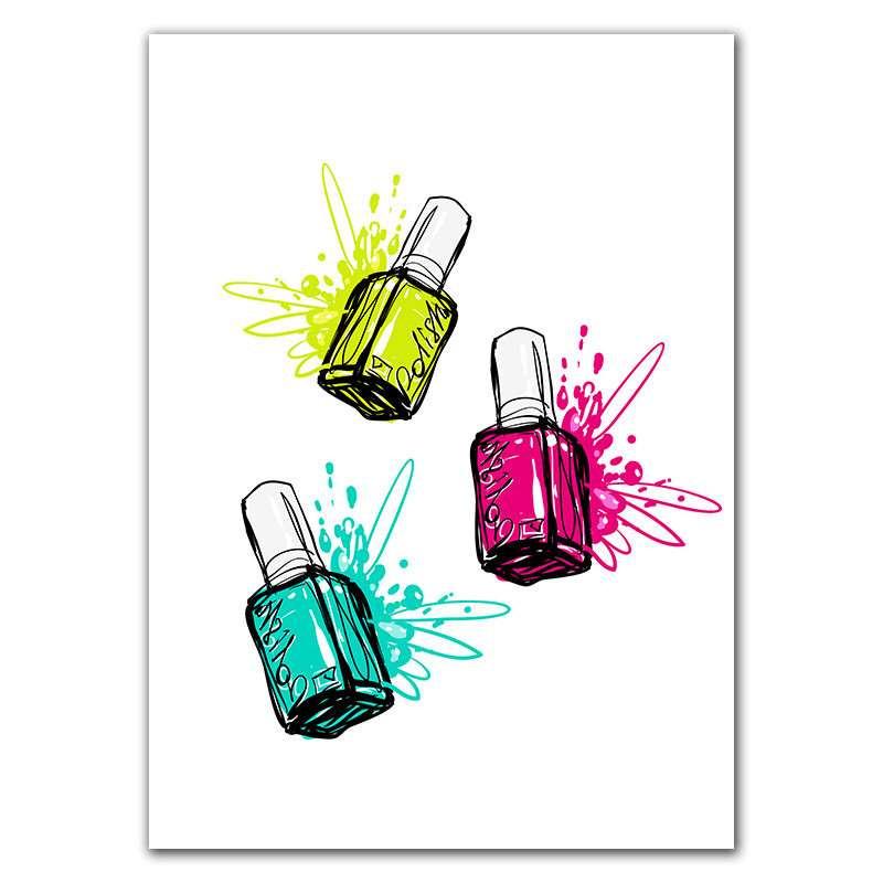 Manikyr Makeup Nagellack Art Pictures Modern Salong Väggaffischer och tryck Vackert mode Illustration Verktyg Dekor HD3162