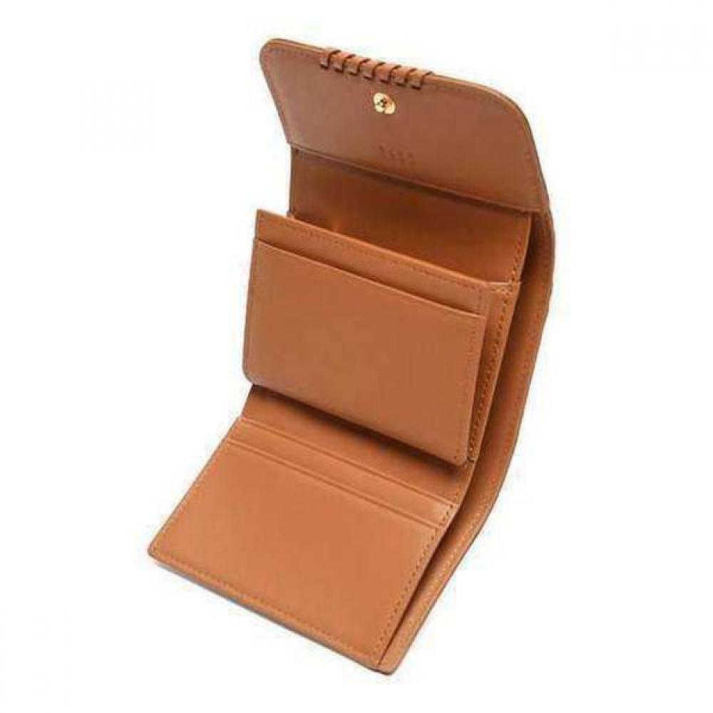 Daks Brown Check Pattern Leather Combination 3 Fold Wallet Dcwa2e624[meghan]