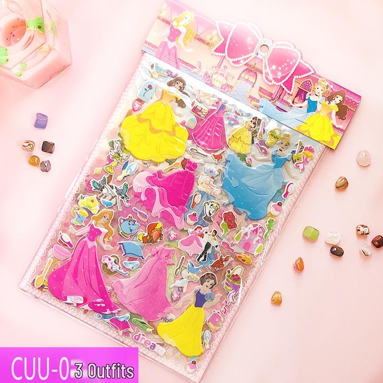 Large Double-Layer 3D Princess Dress-Up Stickers for Girls - Cartoon Clothing Bubble Toys