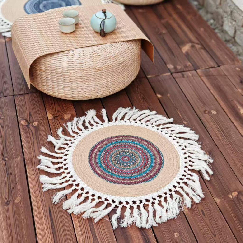 Round Tatami Floor Cushion for Reading, Meditation, and More