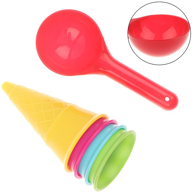 5 Pcs/Lot Cute Ice Cream Cone Scoop Sets Beach Toys Sand Kids Children